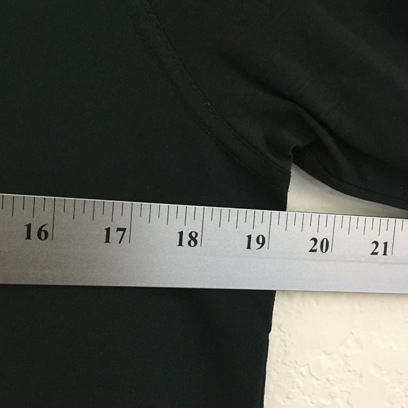 French Connection Sheer Sleeves Blouse Crew Neck Size M Green Stretch - Picture 9 of 12